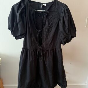 Elegant Black Puff Sleeve Dress